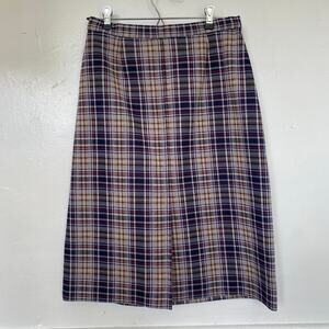 Vintage 1970s Plaid Midi Skirt